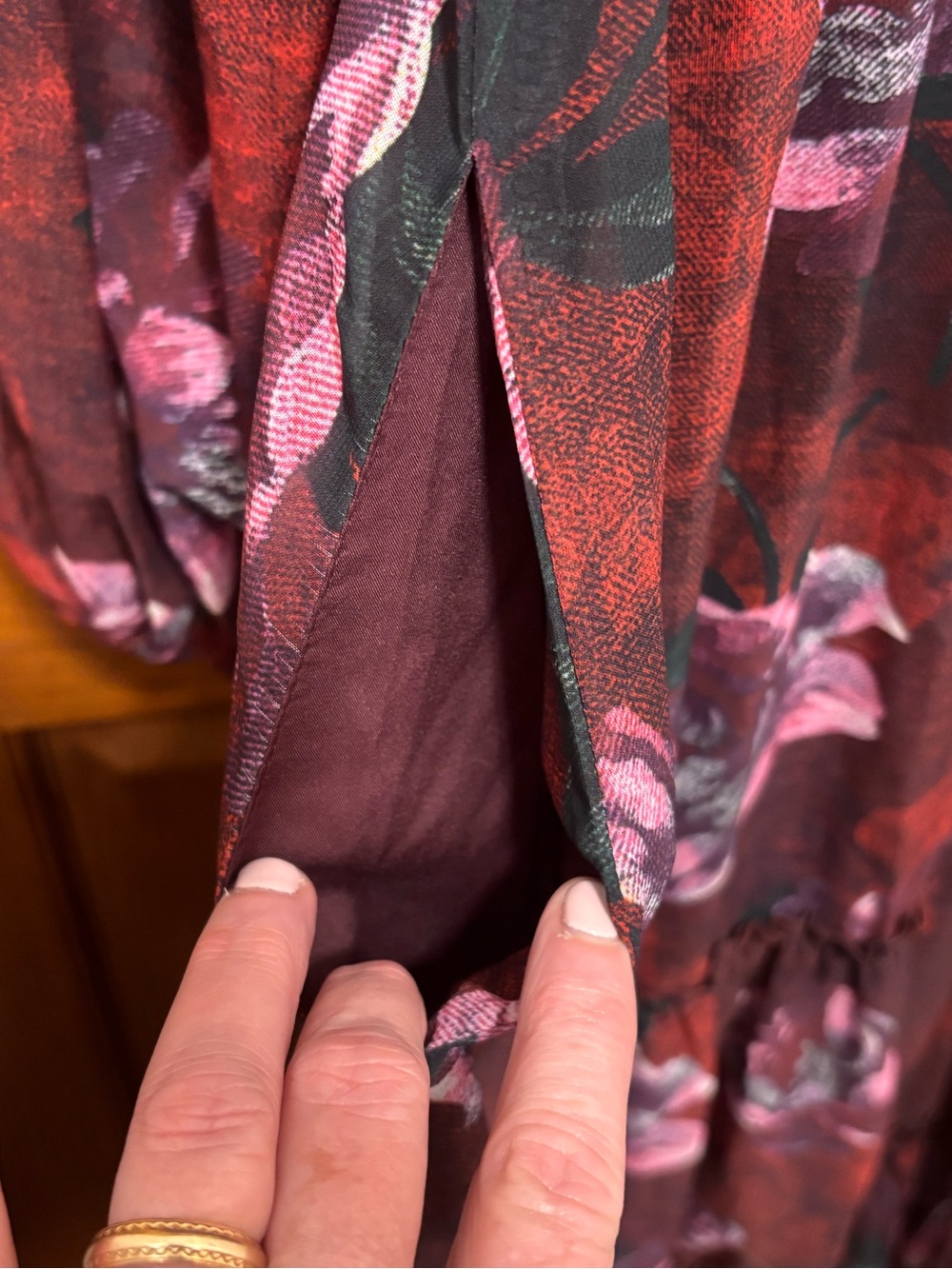 Lost + Wander Burgundy Floral Tiered Maxi Dress. Sz S. NWT - Picture 12 of 12